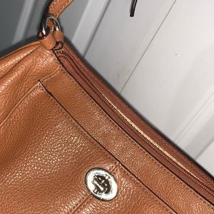 Coach small cross body warm brown leather purse